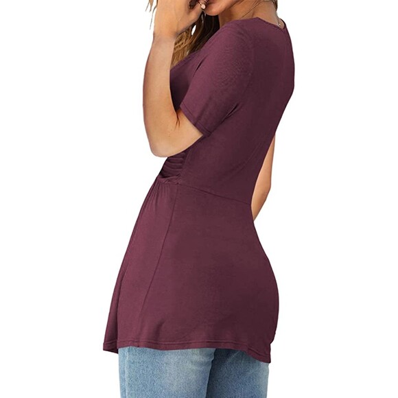 Tankaneo V-Neck Front Knotted Blouse Pullover Top Sz M - Picture 2 of 6